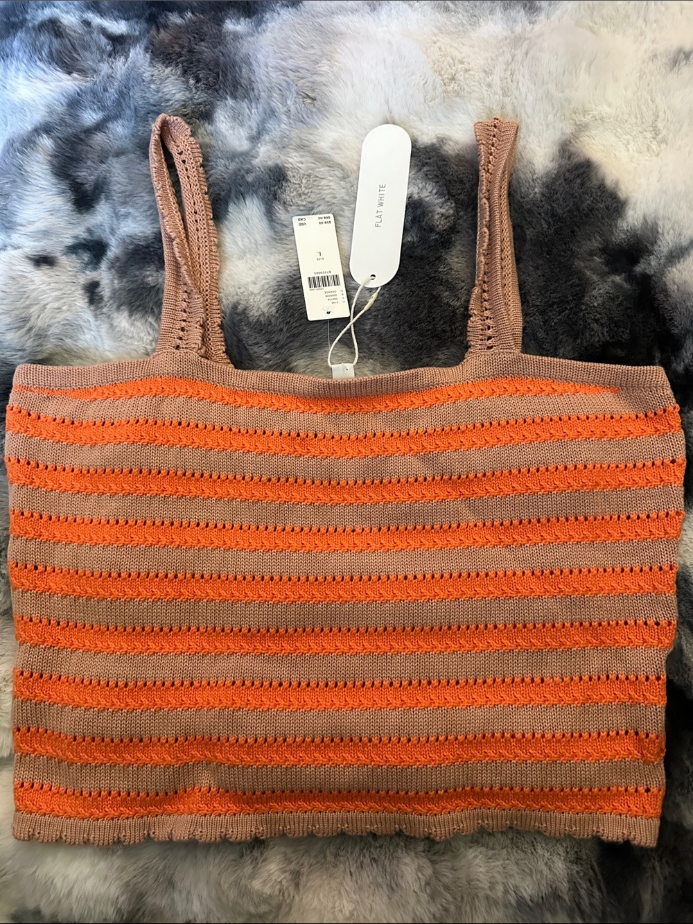 Anthropologie Striped Crochet Crop Top in Tan and Orange